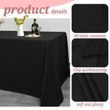 6 Pack White Rectangle Tablecloths – Polyester Table Covers In 6 Sizes (60x84, 60x102, 60x126, 90x132, 90x156) – Washable, Wrinkle-Free & Stain-Resistant Fabric Table Cloths For 6ft & 8ft Tables, Wedding, Party, Banquet, Dining - màu đen - Xem 3