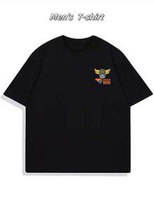 UFO Robot Goldorak T-Shirt, Men's T-Shirt With Double-Sided Print, Fashionable, Casual, Round Neck, 220 G/M2, Pure Cotton (1 Piece) - 黑色 - 查看 2