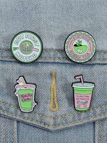 QIHOO Matcha Girlie 珐琅别针 I LOVE YOU SO MATCHA 金属胸针 时尚翻领徽章 背包衣服首饰 送给朋友的礼物 - 彩色 - 查看 11