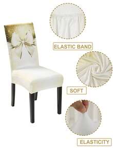 1 Stück Weihnachtsstuhlbezug, Schleifendesign Stuhlrückenbezug, Weihnachts-Esszimmersitzbezug, Vollsitzkissenschutz, Weihnachtsdekoration, Heimdekoration, Innen-/Außendekoration, Fröhliche Weihnachten, Weihnachtsparty Geschenk, waschbare Stuhlbezüge für Zuhause, Küche, Wohnzimmer, Hotel