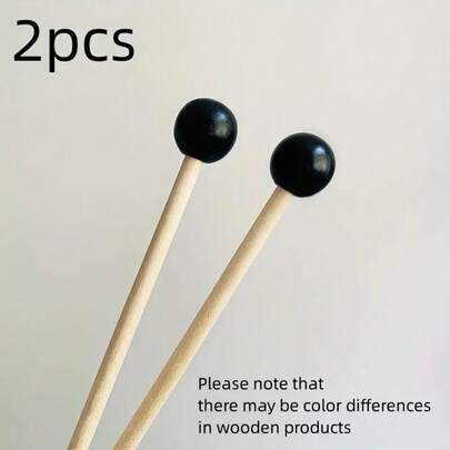 2pcs Rubber Mallet With Wooden Handle - Drum Stick Percussion Instrument Parts - Round Head Mallet, Orff Percussion Instrument Mallets, Suitable For Beginners And Practitioners, Versatile, Applicable To Instrument Accessories, Musician Gifts, Rhythm Instruments, Performances, Bands, Outdoor Events, Parties, Camping, New Year, Birthday Gifts, Holiday Gifts