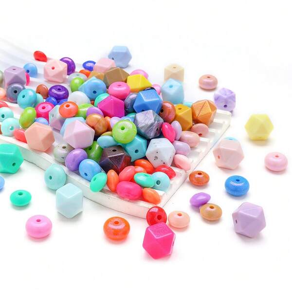 10 piezas de cuentas de ábaco multicolor, cuentas de silicona octagonales, suministros para hacer joyas DIY para llaveros, collares, pulseras, cuentas decorativas duraderas, accesorios de artesanía multifuncionales