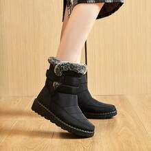 Women's Long Plush Lined Snow Boots - Non-Slip Design, Suitable For Winter Outdoors - màu đen - Xem 5