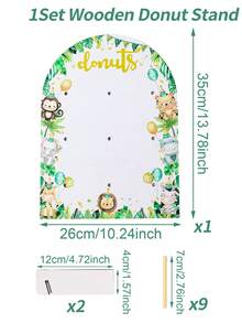 1 Set Wooden Arch-Shaped Donut Display Stand, Patterns Include Jungle Animals, Pink Butterflies, Rainbow Unicorns And Mermaids, Suitable For Birthday Party, Wedding Table Decoration, Dessert Display, Party Wedding Table Centerpiece Decoration, Thanksgiving, Christmas Party Kitchen Cooking And Other Occasions. - Multicolor - View 14