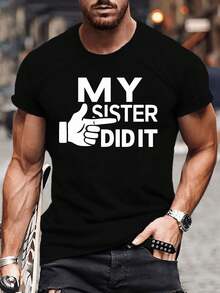 Magliette da uomo,Men's Casual Short Sleeve T-Shirt with Humorous Sister Print - Machine Washable - Perfect for Summer