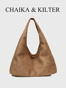 1 件 Low Tea 纯色绒面面料单肩包，女士复古时尚新月形单肩包，顶部单手设计，按扣闭合，适合旅行、购物、约会、女士礼物，非常适合通勤、户外、旅行、徒步旅行和外出 - 卡其色 - 查看 9