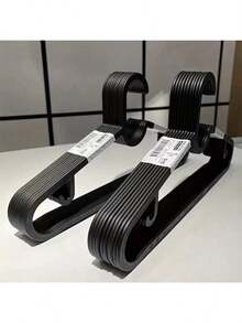 20/10 Pcs Non-Slip Ultra-Thin Plastic Hangers, Versatile Clothes Drying Racks For Clothing Stores, Stylish Black/White Design, Maximize Wardrobe Space, Sturdy Notched Hangers For Secure Storage, Durable Load-Bearing Capacity, Ideal For Laundry Rooms, Perfect For Adult Coats, Suits, Shirts, Dresses, Essential For Holiday Organization, Perfect Gift For Valentine's Day, Mother's Day, New Year, And Valentine's Day, Enhance Your Closet With Functional Elegance, Optimize Your Space With These Must-Have Hangers For Every Season. - Multicolor - View 6
