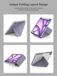 素色Y型摺疊平板保護殼，相容於iPad 11 (A16 2025)，提供多角度保護，附Apple Pencil插槽，壓克力背蓋與防彎曲設計，相容於iPad第10代 (2022年款)，亦相容於iPad Air 4/Air 5/Air 11 (M2)/Air 11 (M3) 2025，以及第7、8、9代 (10.2英吋) 和Pro 11 (2018, 2020, 2021, 2022年款) - 淺灰紫 - 查看 7