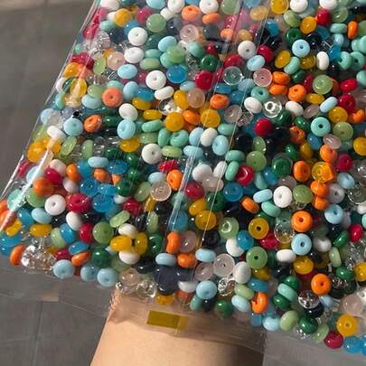 200pcs 6*3mm Abacus Beads Glass Seed Beads, Spacer Beads, Multi-Color Options, Suitable For DIY Handmade Bracelets And Decorations