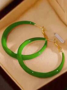 Luxury Vintage Red Enamel Splash Circle Earrings High-End Feel Exaggerated Large Ear Circle Autumn Winter Arrival