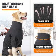 Abrigo de invierno para perros, pijama de forro polar cálido, suéter de perro de Body entero suave para clima frío, pijama a prueba de viento con cuello alto para perros pequeños, medianos y grandes - Multicolor - Ver 6