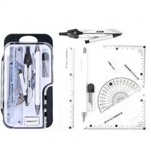 Multi-Function Ruler Compass Set Measuring Ruler Protractor Drawing Stationery Straight Ruler Pencil Compass Kit School Supplies