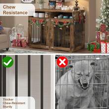 Furniture Dog Crate For 2 Dogs, 41 Inch Dog Kennel Furniture With Removable Divider And Shelf Storage, Wooden Dog Crate For Small/Medium Dogs, White/ Brown/ Gray - 棕色 - 查看 5