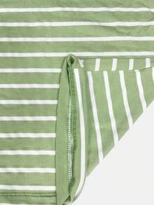 K&K FASHION Basic Striped T-Shirt Blouse - Verde Oliva - Ver 5