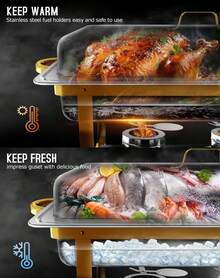 Chafing Dish Buffet Set 2/4 Pack 8QT 316 Stainless Steel Food Warmer Chafer Complete Set For Home Party, Buffets, Wedding,Rectangular Semi-Gold-Plated Stainless Steel Chafing Dish Set, Buffet Warmer For Hotel Catering, Parties, Weddings, Gold - Vàng 4PK - Xem 5