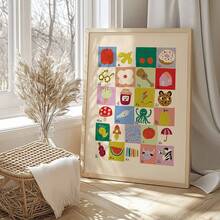 1 peça tela 2D sem moldura inspiradora estilo art déco retrô retrato orientação decoração de parede, tema de alfabeto e números, cores brilhantes, design educacional ABC e 123, com material de tela, para decoração de sala de aula, escritório em casa, adequado para todas as idades