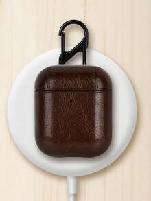 1 件纯色皮革 + 夹子防掉落耳机盒，适用于 Apple 1/2/3、Pro/Pro 第二代，保护套 - 棕色 - 查看 4
