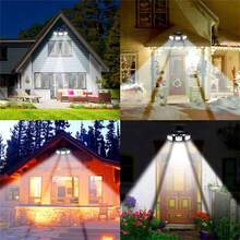 Lampu Sorot Sensor Gerak Bertenaga Surya LED 74/100, 3 Kepala Lampu Keamanan, Bertenaga Surya, Cocok untuk Garasi, Pintu Masuk Halaman, Teras, Tahan Air IP65 - Hitam - View 5