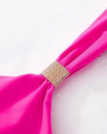 High Waisted Ruffle Tankini Swimsuit Plus Size Tummy Control - Rose Pink - 查看 9