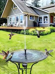 1 pieza Bomba de fuente solar, bomba de fuente de baño de pájaros con flor de loto, con 6 boquillas, bomba de fuente solar para baño de pájaros, jardín, estanque, piscina, decoración de jardín