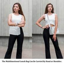 1Piece Portable Lunch Bag Large Reusable Insulated Lunch Box Bento Pouch Dinner Insulation Bag Student Thickened Cute Lunch Fruit Bag Pink Strawberry Stripe Leopard Print Small Floral Bag For School School Accessories School Stuff - Lavender - 查看 7