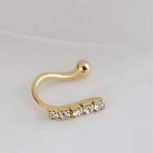 1pc Silver-Color Zirconia Stainless Steel Fake Nose Ring