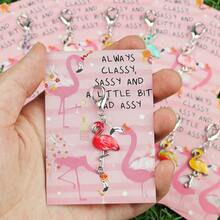 1 件/2 件/3 件/5 件/6 件/12 件“你真棒”贺卡，优雅的水钻火烈鸟钥匙扣，生日、派对、周年纪念、毕业典礼、节日和婚礼的贴心礼物，附赠励志卡片，适合家人和朋友聚会，创意设计，迷人的插图，火烈鸟礼物万圣节配饰教师节包配件挂绳带身份证夹汽车配件包饰