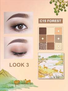 CATKIN 9-Color Matte & Shimmer Eyeshadow Palette, High Pigment Matte & Pearl Eyeshadows, Neutral Eyeshadow Palette, C15 Forest - C15 Forest - 查看 10