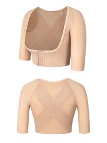 Women Upper Arm Shapewear Chest Support Arm Short Sleeves Vest Breast Lifter Push Up Tops Back Cross Improve Posture Shaping Arm Underwear - Màu be - Xem 6