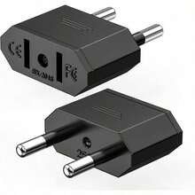 2pcs US/China To EU Adapter, EU Travel Plug Converter, 2-Pin Connecting Cable For Germany, Europe, US, Canada, Mexico, Spain, Egypt Plug Adapter For Devices With US Power - Multicolor - View 1