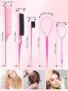 6/5/1pc Spray Bottle And Comb Set, 1 Spray Bottle+1 Pointed Tail Comb+1 Eyebrow Brush+1 Fluffy Comb+2 Hair Extractors, Combs For Boys And Girls, Dry And Wet Curly Hair Combs, Parting Brushes, Thick And Thin Hair Care Brushes, Makeup, Black Five Piece Set, Christmas Back To School Season Set