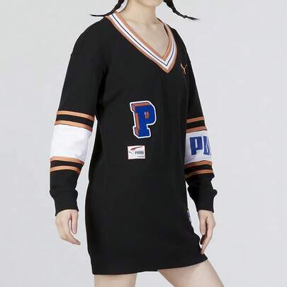 Puma Women's Dress, Sporty Casual Comfortable Breathable Short-Sleeve Dress, Long-Sleeve T-Shirt 677380-01