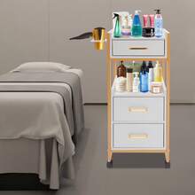 YUNRUX Salon Cart With Wheels Stylist Cart Mobile Hairdressing Station - Gold - View 8