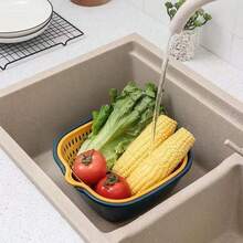 6-8pcs/Set Double Layer Thick Washing Basin Drain Basket, Multi-Function Fruit Plate, Living Room Home Kitchen New Fruit Washing Basket - Drain Basket - View 4