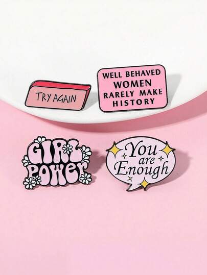 4 pièces/set Nouvelle arrivée Broche en alliage avec lettre, décoration fraîche et douce pour sacs, vêtements, remise de diplôme, tenue d'enseignant, Halloween, accessoires pour la fête des enseignants, bijoux de costume, breloques de sac, accessoires de bureau