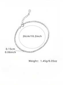 1 件女士 925 纯银简约十字架脚链，防过敏，经典款式，简约设计，休闲珠宝 - 白金 - 查看 7