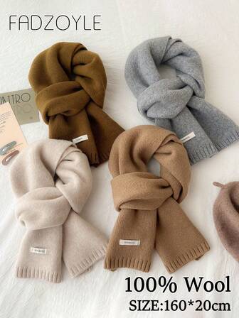 FADZOYLE 1 pezzo Sciarpa lunga in 100% lana lavorata a maglia, di colore unito, scialle pashmina alla moda, grandi sciarpe avvolgenti, confortevoli per tutto l'anno, inverno e autunno, calde e morbide, di grande taglia, adatte per uso quotidiano, eleganti, per eventi serali, viaggi, ufficio, matrimoni e come accessorio regalo