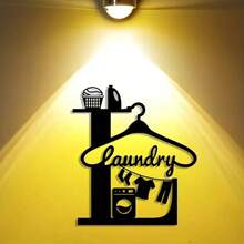 1pc Elegant Metal Wall Art Sign - Abstract Design, Suitable For Laundry Room, Perfect Home & Office Decor For Living Room, Bedroom, Patio, Kitchen - Versatile Hanging Decoration For Cafe, Bar And Farmhouse Style