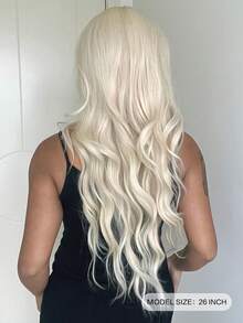 Long Blonde Wavy Wig 26 Inch Natural Wavy Wig Long Platinum Blonde Wig For Women Synthetic Wig Middle Part Halloween Cosplay Wigs For Women Halloween Party - Gold - View 3