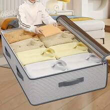 Borsa da comodino, borsa portaoggetti per armadio a cassetti, accessorio per conservare coperte, in tessuto non tessuto spesso, a chiusura lampo, pieghevole, per conservare piumoni in inverno, primavera e estate, per riporre indumenti sotto il letto, accessori autunnali, salvaspazio - nero - Visualizzare 3