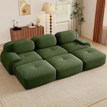 81.8"/117.3"/152.7" Modular Sectional Sofa, Corduroy Boneless Sofa With Deep Seat And Button Tufted Cushions, Comfy Cloud Sectional Loveseat Couches For Living Room Bedroom, No Assembly - 綠色 - 查看 16