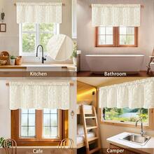 Linen Valances For Windows Double Layers Valance Curtains Farmhouse Kitchen Curtains With Lace, Short Rustic Curtain For Bathroom Window, Kitchen, Cafe, 52 X 18 Inch Rod Pocket 1 Panel, Beige - Beige52Wx18LPackof1 - View 8