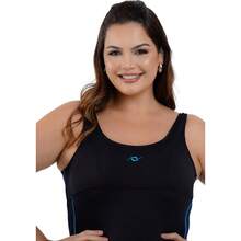 Nexis Maiô Macaquinho Plus Size Perninha Natação De Hidroginástica - Preto/Turquesa - Visão 6