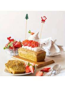 200/100/50/20/10pcs Christmas Bamboo Skewer Set, Includes Christmas Tree, Snowflake, Santa Claus, Reindeer, Snowman, Fruit Fork, Christmas Tree Decor, Appetizer Toothpick, Suitable For Birthday Party, Thanksgiving, Christmas Decoration, New Year Gift - Multicolor - View 9