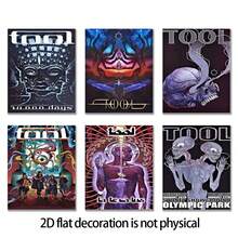 2D Flat Decoration 6pcs 8x10inch Framless Vintage Music Posters Of A Tool Band, Perfect For Decorating Living Rooms, Dorms, Game Rooms, Bedrooms, And Offices As Gifts.
