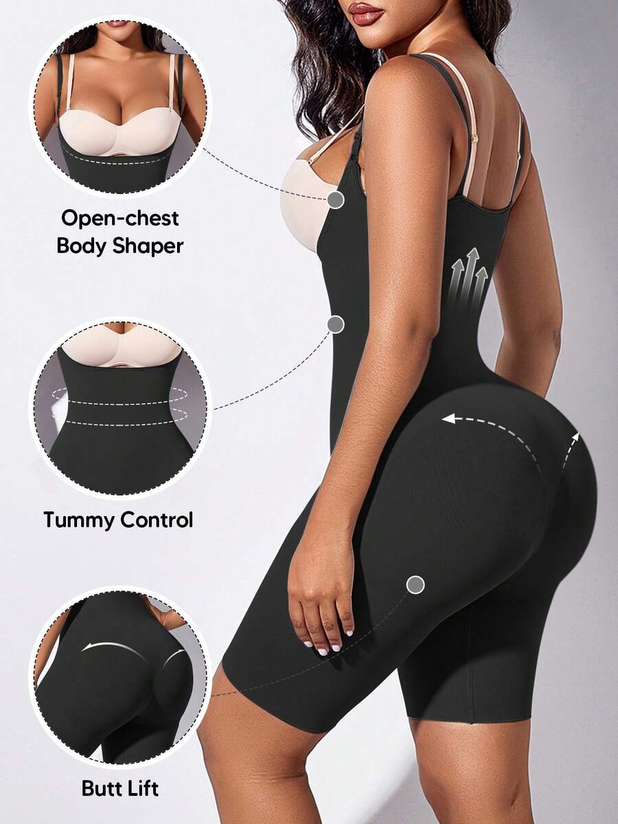 Suprenx Women's Seamless Bodysuit With Chest Exposure, Abdomen Control And Buttock Lift, Breathable For Intimate Wear