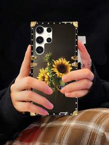 Flower 1pc Sunflower Pattern Rectangle Phone Case Compatible With Samsung Galaxy S25Ultra/S25Edge/S24+/S24 Ultra 5G/S24FE/A55 5G/A56 5G/Note20 Ultra/Note10+