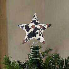 Christmas Star Tree Topper Cute Cow Print Star Treetop Decoration Winter Holiday Supplies For Home