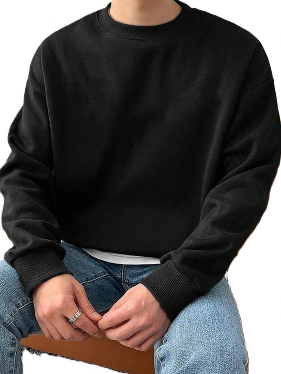 Unisex Streetwear Style Sweatshirt, Flannel Sweater - màu đen - Xem 1