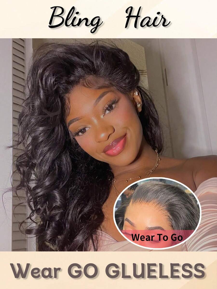 bling hair Wear To Go 6x4 9x6 5x5 Glueless Wigs Human Hair Pre Plucked Pre Cut Brazilian Hair 180% Density Transparent 13x4 13x6 Body Wave Lace Front Wigs Human Hair Pre Plucked 4x4 Wavy Lace Closure Wigs Human Hair With Baby Hair Hidden Strap 360 Body Wave Full Lace Frontal Wigs Human Hair Pre Plucked Pre Bleached With Drawstring - Natural Black - 查看 1